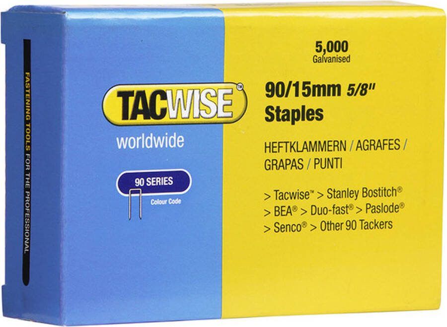 TACWISE nieten voor tacker Type 90 15 mm Gegalvaniseerd 5000 stuks