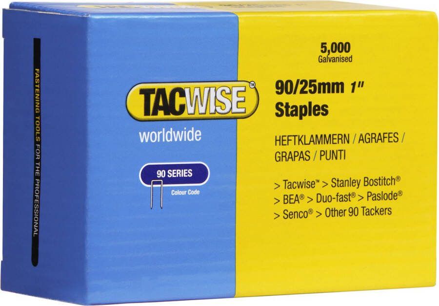TACWISE nieten voor tacker Type 90 25 mm Gegalvaniseerd 5000 stuks