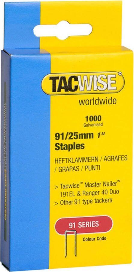TACWISE nieten voor tacker Type 91 25 mm Gegalvaniseerd 1000 stuks