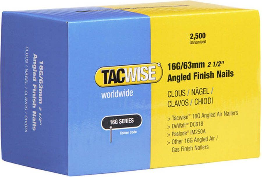 TACWISE schuine afbouwnagel Nagel voor tacker 63 mm Gegalvaniseerd 2500 stuks