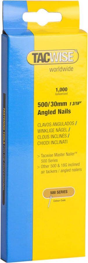 TACWISE schuine nagel Serie 500 Nagel voor tacker 30 mm Gegalvaniseerd 1.000 stuks