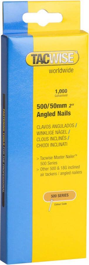 TACWISE schuine nagel Serie 500 Nagel voor tacker 50 mm Gegalvaniseerd 1.000 stuks