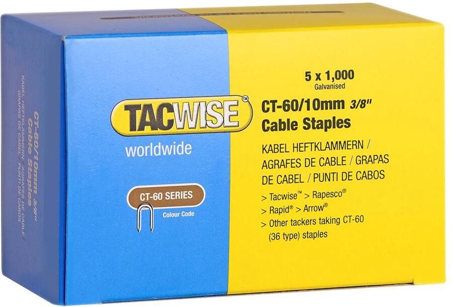 TACWISE kabelnieten voor tacker Type CT60 10 mm Gegalvaniseerd 5000 stuks