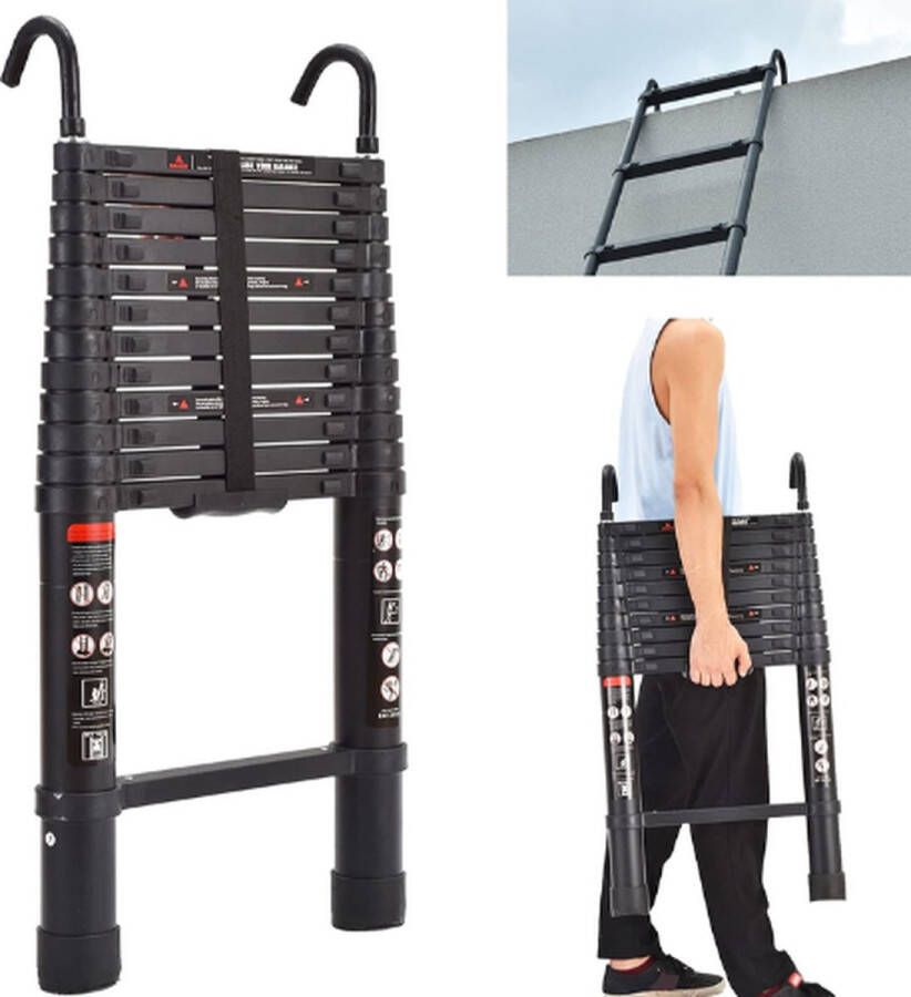 TADES Telescoopladder 3 80 Meter Telescopische Vouwladder Telescopische Ladder Inklapbaar Soft Close Telescoopladder 3 80 Meter
