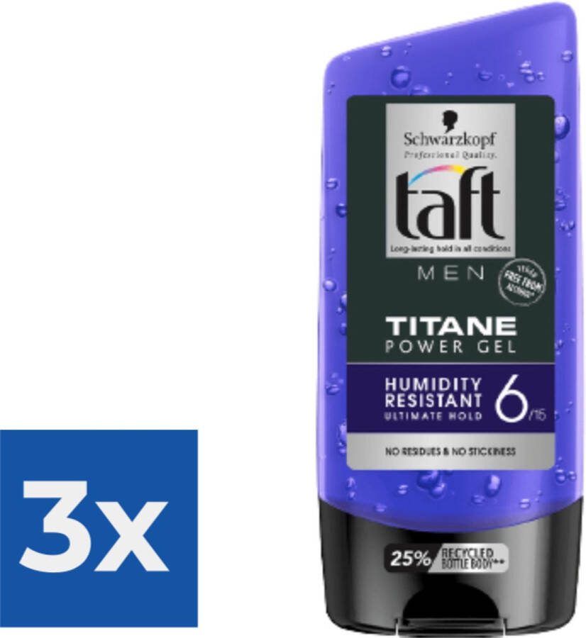 Taft Power Haargel Tube Titane 150ml Voordeelverpakking 3 stuks