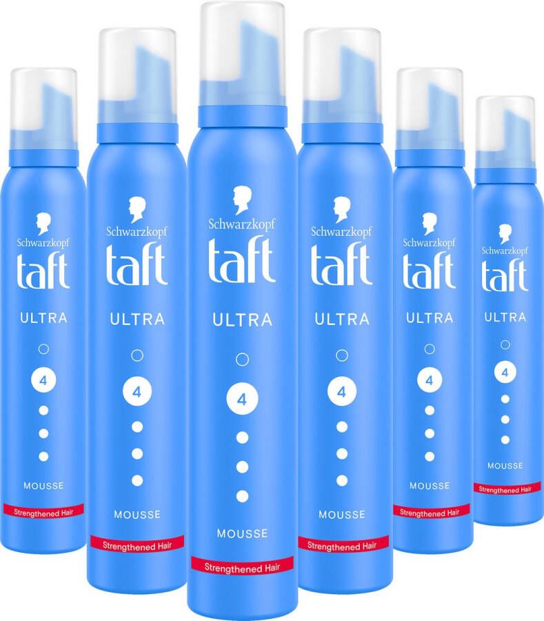 Schwarzkopf Taft Ultra Strong Mousse Level 4 haarmousse voordeelverpakking 6 x 200 ml