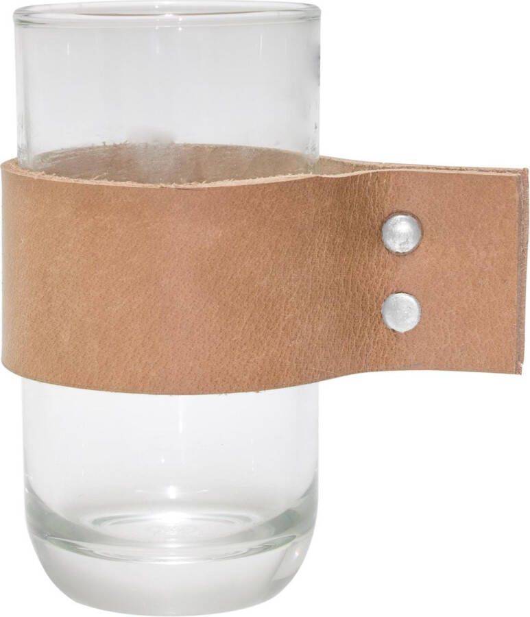 TAK Design Drinkglas Wrap Me Incl. Lederen Band Glas Ø6 7 x 12 3 cm Bruin