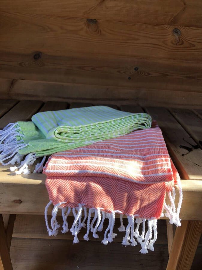 Take A Towel Hamamdoek groen wit 90x170 cm 100% katoen leuk geschenk voor moederdag