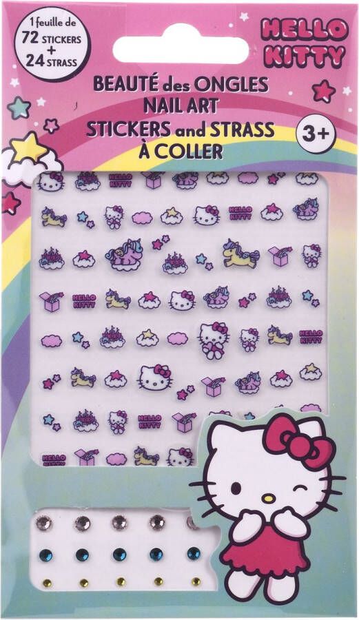 Take Care Hello Kitty Nagelstickers Voor Kinderen Set van 72 Stickers + 24 Steentjes Officieel Gelicentieerd