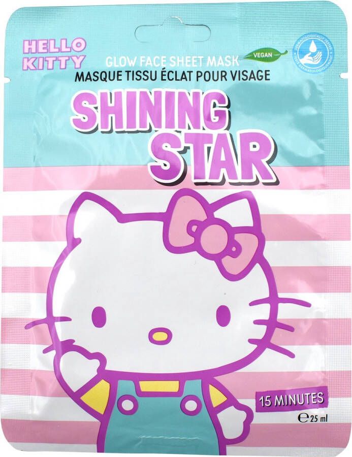 Take Care Hello Kitty Shining Star Gezichtsmasker Hyaluronzuur Roze Grapefruit 12 stuks in Voordeelverpakking