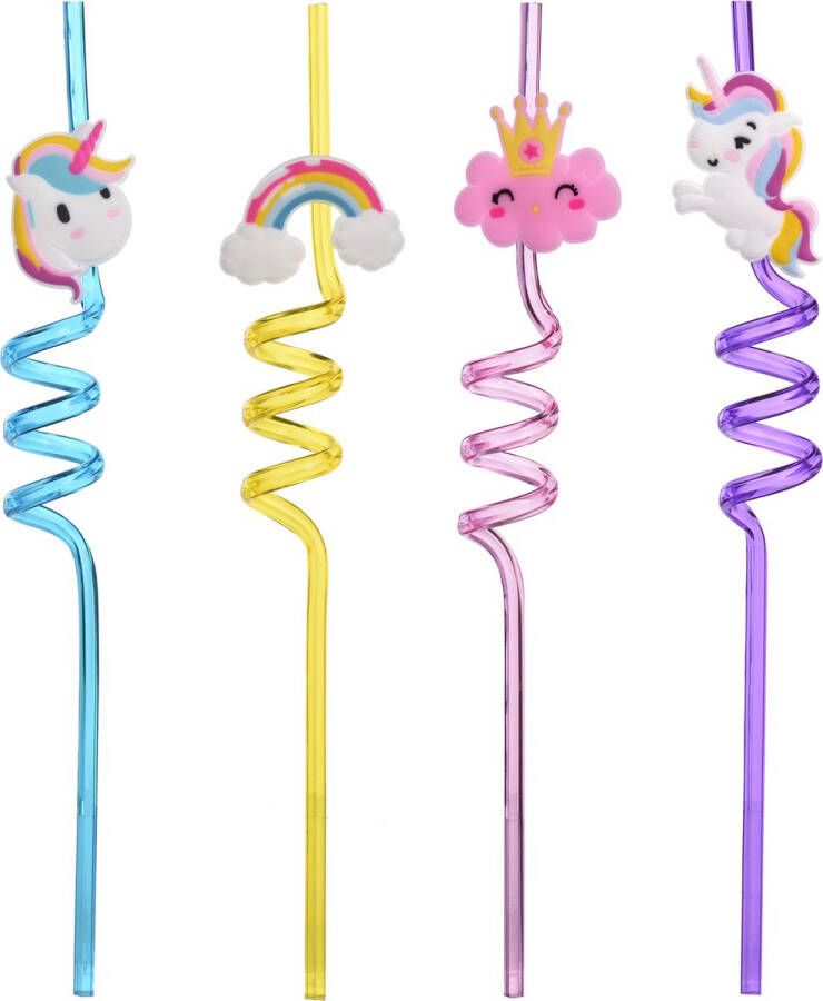 Take Care Herbruikbare Rietjes Unicorn Set van 4 Stuks Siliconen Decoratie