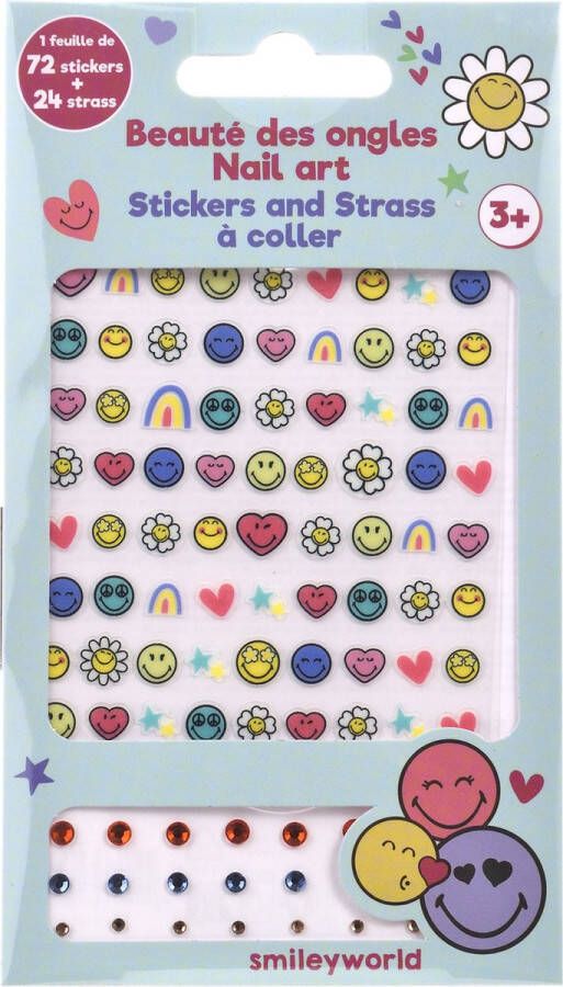 Take Care Smiley Nagelstickers Voor Kinderen Set van 72 Stickers + 24 Steentjes Officieel Gelicentieerd