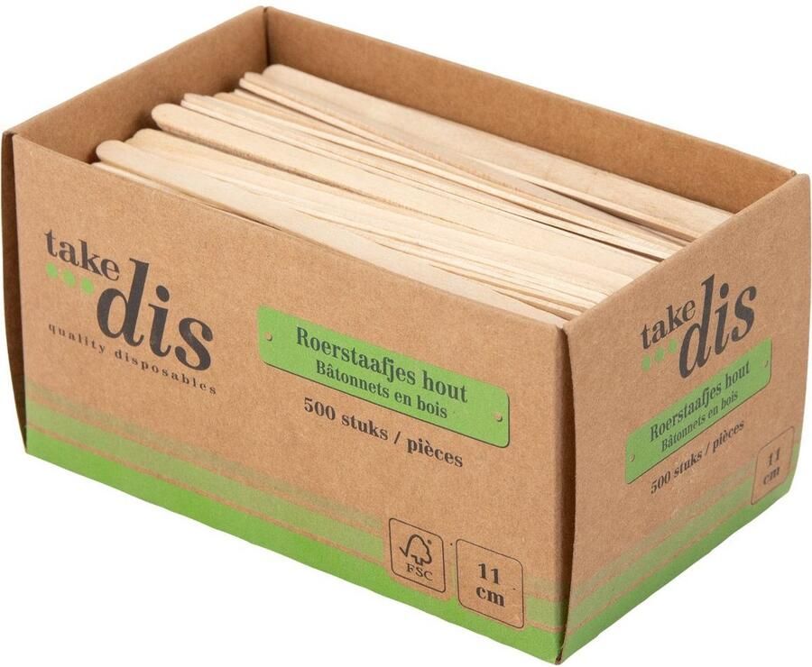 Take Dis Roerstaafjes hout 110mm 500 stuks