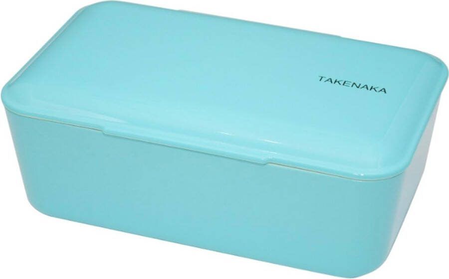 TAKENAKA Bento Bite Box Blue Ice milieuvriendelijke lunchbox gemaakt in Japan BPA- & rietvrij 100% recyclebaar plastic flesgebruik magnetron- en vaatwasmachinebestendig Bentobox rechthoekig L174x110xH70mm (Blauw ijs * band: Oranje)