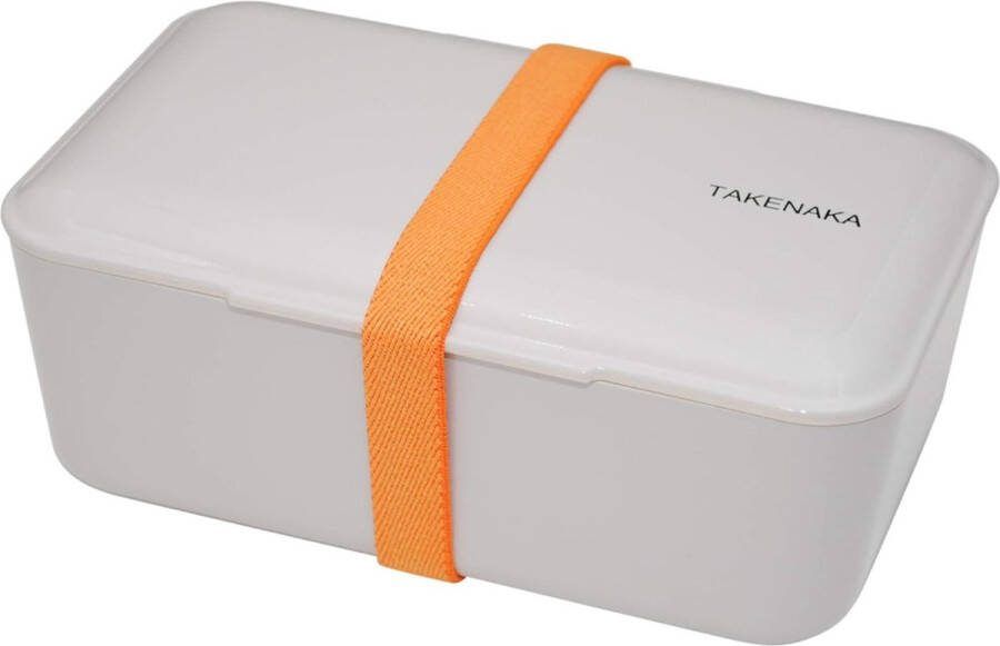 TAKENAKA Bento Bite Box Gray Champignon milieuvriendelijke lunchbox gemaakt in Japan BPA- & rietvrij 100% recyclebaar plastic flesgebruik magnetron- en vaatwasmachinebestendig Bentobox rechthoekig L174x110xH70mm (Grijze Champignon * band: Oranje)