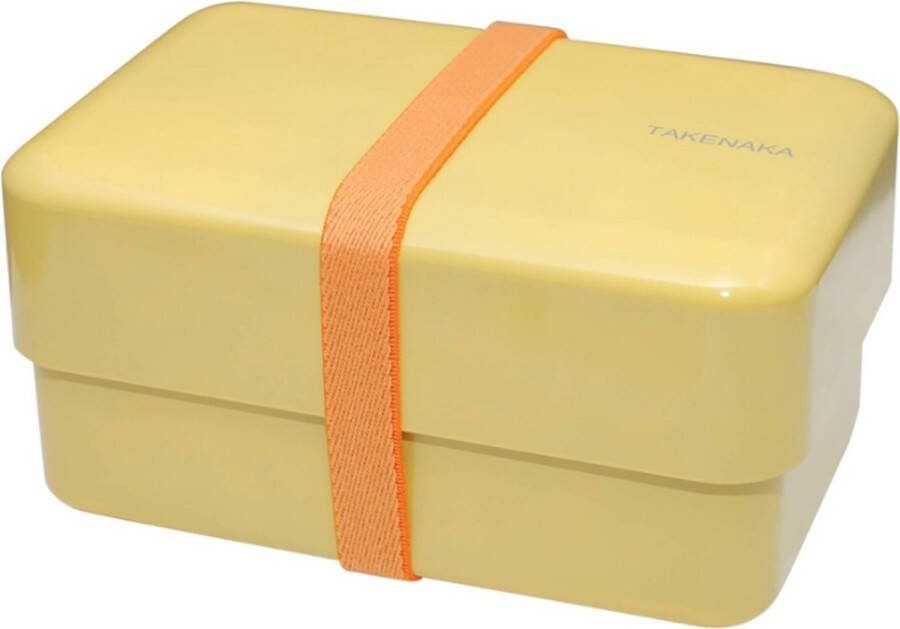 TAKENAKA Bento Nibble Box Lemon Zest milieuvriendelijke lunchbox gemaakt in Japan BPA- & rietvrij 100% recyclebaar plastic flesgebruik magnetron- en vaatwasmachinebestendig Bentobox rechthoekig L165x108xH90mm (Citroenschil * band: Oranje)