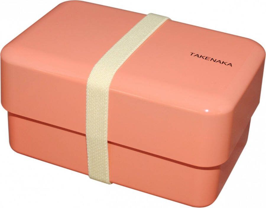 TAKENAKA Bento Nibble Box Tangerine Orange milieuvriendelijke lunchbox gemaakt in Japan BPA- & rietvrij 100% recyclebaar plastic flesgebruik magnetron- en vaatwasmachinebestendig Bentobox rechthoekig L165x108xH90mm (mandarijnoranje * band: koraal)