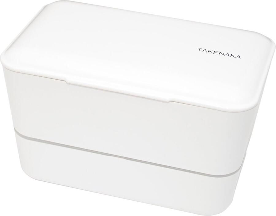 TAKENAKA Bento Bite Box Dual Coconut White milieuvriendelijke lunchbox gemaakt in Japan BPA- & rietvrij 100% recyclebaar plastic flesgebruik magnetron- en vaatwasmachinebestendig Bentobox rechthoekig L173xW110xH107mm (Kokos Wit)