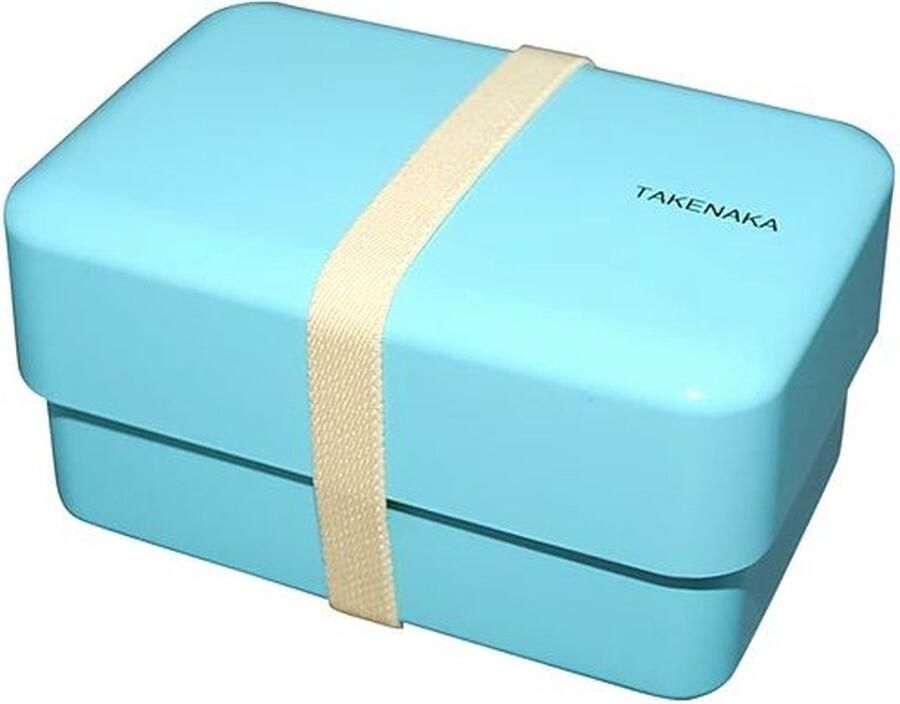 TAKENAKA Bento Nibble Box Blue Ice milieuvriendelijke lunchbox gemaakt in Japan BPA- & rietvrij 100% recyclebaar plastic flesgebruik magnetron- en vaatwasmachinebestendig Bentobox rechthoekig L165x108xH90mm (Blauw ijs * band: koraal)