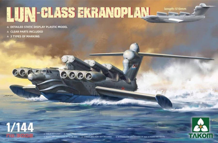 TAKOM 1:144 3002 Lun-Class Ekranoplan Plastic Modelbouwpakket