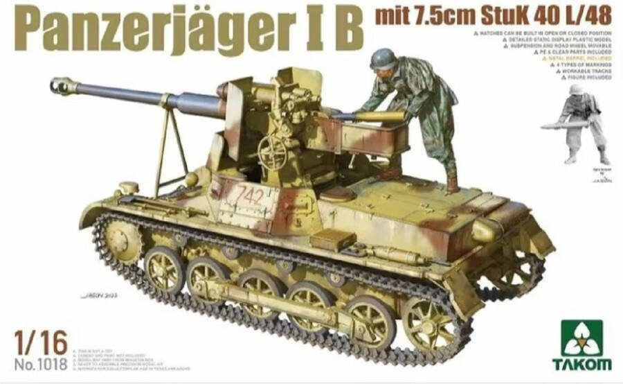 TAKOM 1:16 1018 Panzerjäger I B mit 7 5cm StuK 40 L48 Plastic Modelbouwpakket