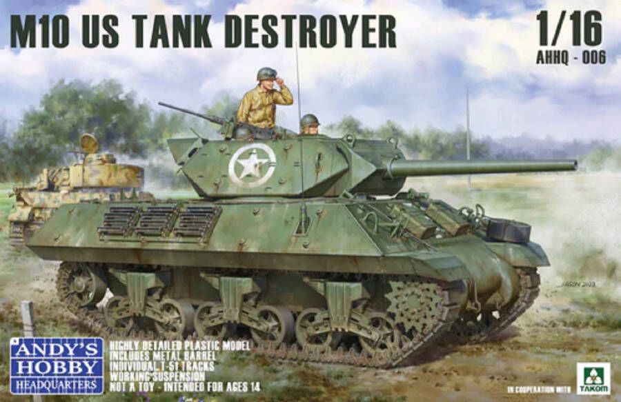 TAKOM 1:16 Andys Hobby Headquarters 006 U.S. M10 Tank Destroyer Wolverine Plastic Modelbouwpakket