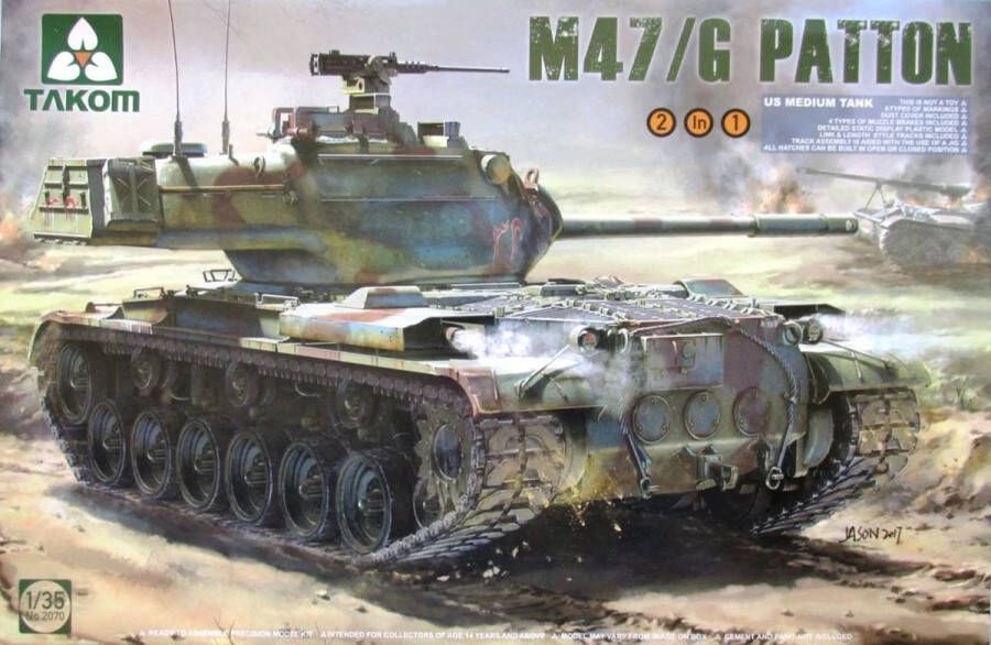 TAKOM 1:35 2070 US Medium Tank M47 G Patton 2in1 Plastic Modelbouwpakket