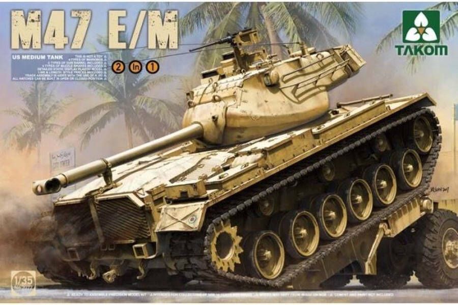 TAKOM 1:35 2072 US Medium Tank M47 Patton E M 2in1 Plastic Modelbouwpakket