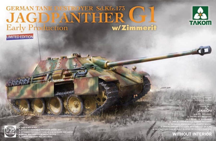 TAKOM 1:35 2125W German Tank Destroyer Sd.Kfz. 173 Jagdpanther G1 Early ion w Zimmerit Plastic Modelbouwpakket