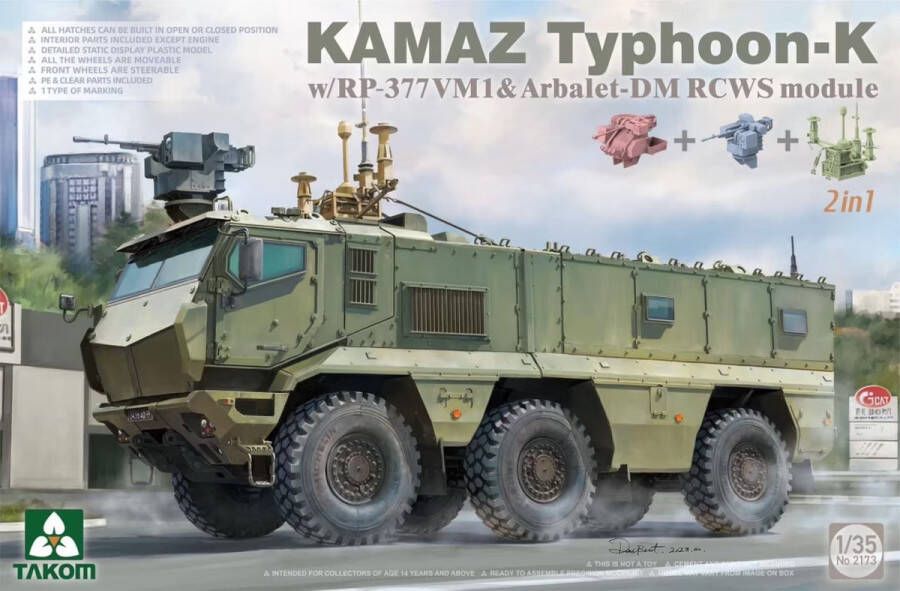 TAKOM 1:35 2173 KAMAZ Typhoon-K w RP-377VM1 & Arbalet-DM RCWS module Plastic Modelbouwpakket