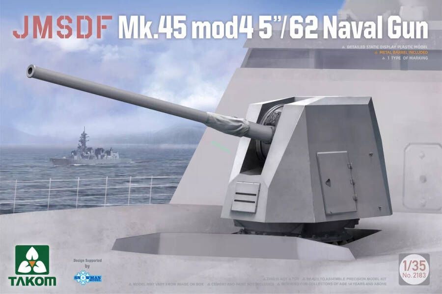TAKOM 1:35 2183 JMSDF Mk.45 Mod 4 5 62 Naval Gun 5 inch 54 caliber Mark 45 gun Plastic Modelbouwpakket