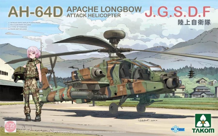 TAKOM 1:35 2607 AH-64D Apache Longbow J.G.S.D.F Attack Helicopter Plastic Modelbouwpakket