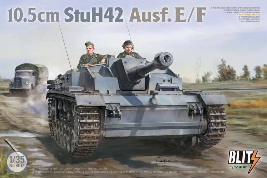 TAKOM 1:35 8016 10.5cm StuH.42 Ausf.E F Plastic Modelbouwpakket