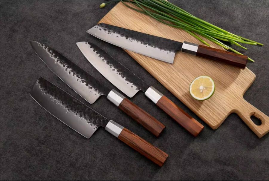 Takumi Seishin │ Japans messenset │ Set van 4 │ Chefs Knife │Kiritsuke │ Officemes │Cleaver │Handgemaakt & Professioneel