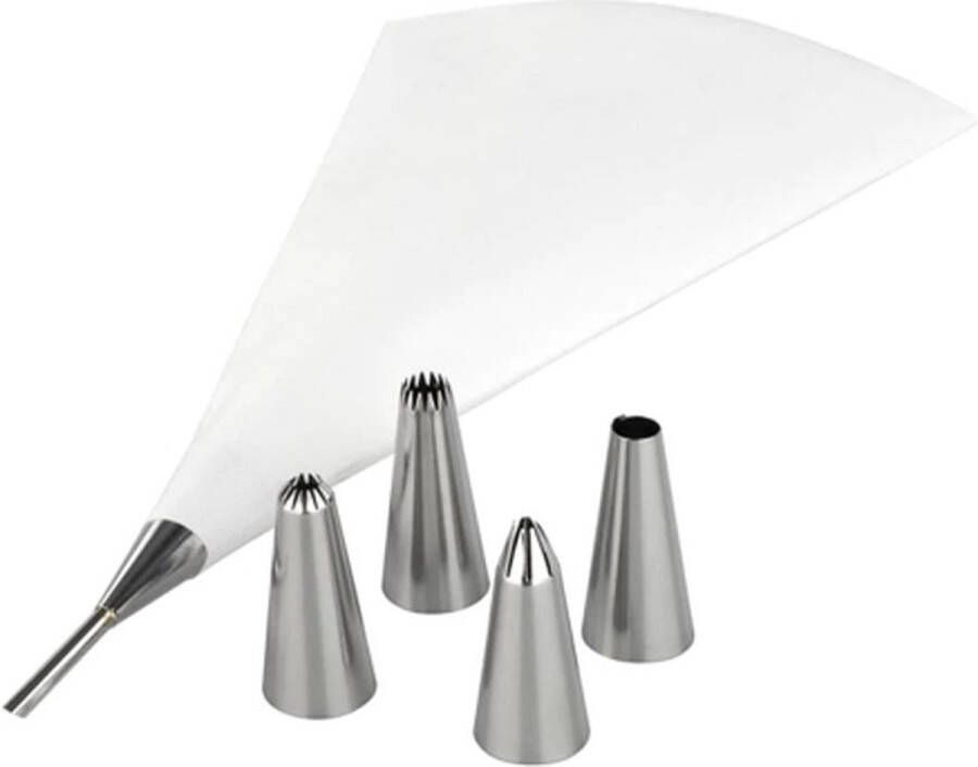 Tala Icing Set met 6 Spuitmondjes Kunststof Zilver