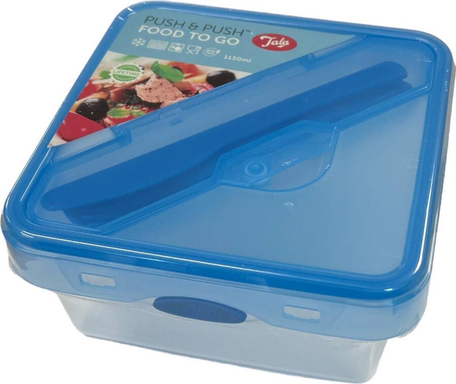 Tala Push & Push Lunchbox Met Bestek 1150ml