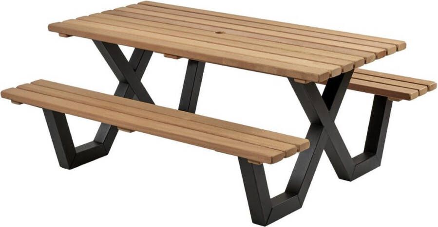 Talen Buitenmeubelen Talen picknicktafel Hardhout Metalen frame 200×160 cm