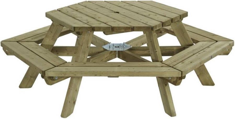 Talen Buitenmeubelen Talen picknicktafel zeshoek 225 cm breed Groen