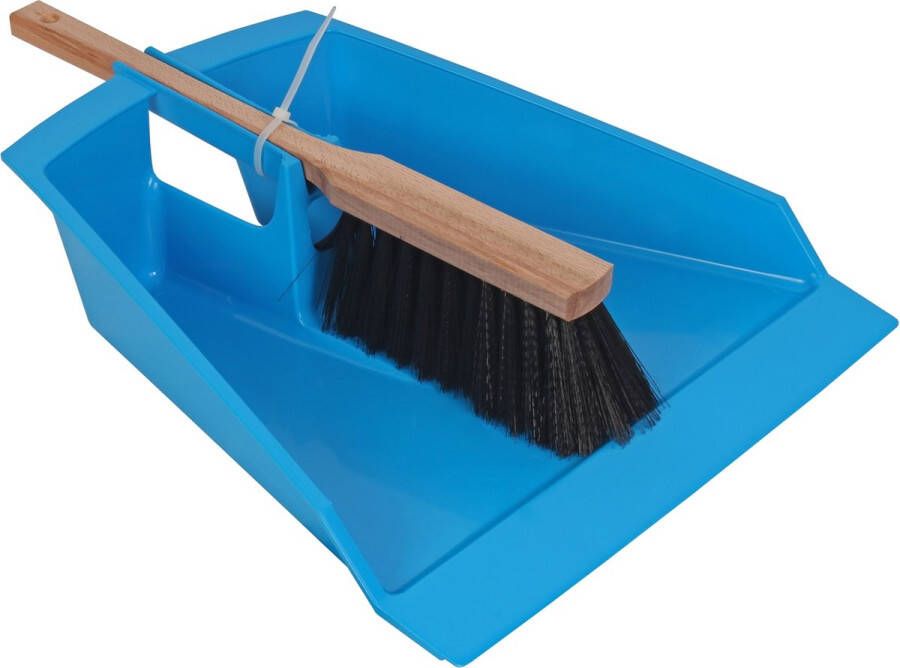 Talen Tools Extra groot stoffer en blik blauw 43 cm voor tuinafval bladeren Stoffer en blik