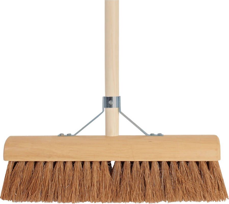 Talen Tools Zachte bezem van kokosvezel 30 cm met houten steel 150 cm