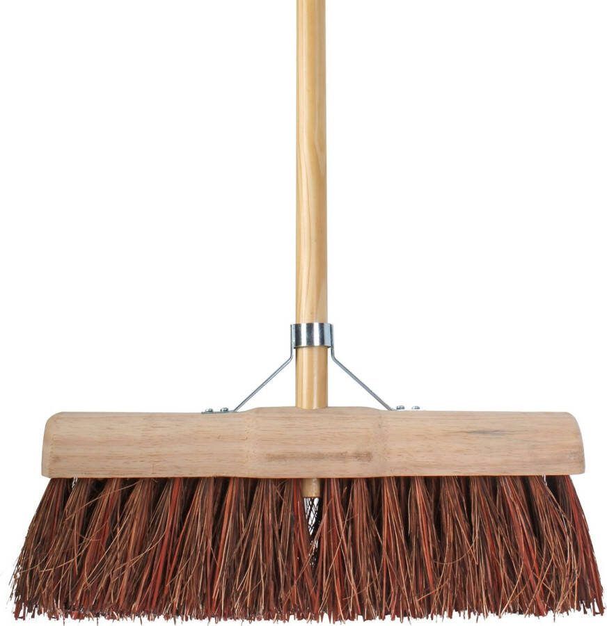 Talen Tools Bezem natuurvezel 45 cm met houten steel 140 cm