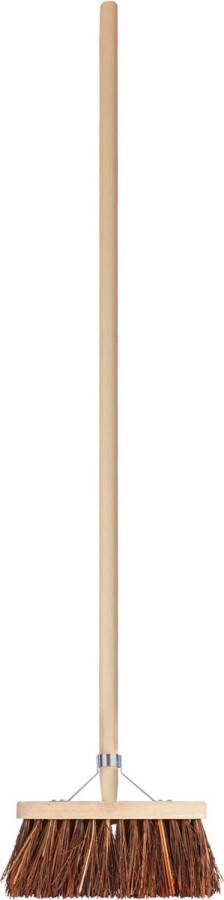 Talen Tools Bezem natuurvezel 28 cm met houten steel 140 cm