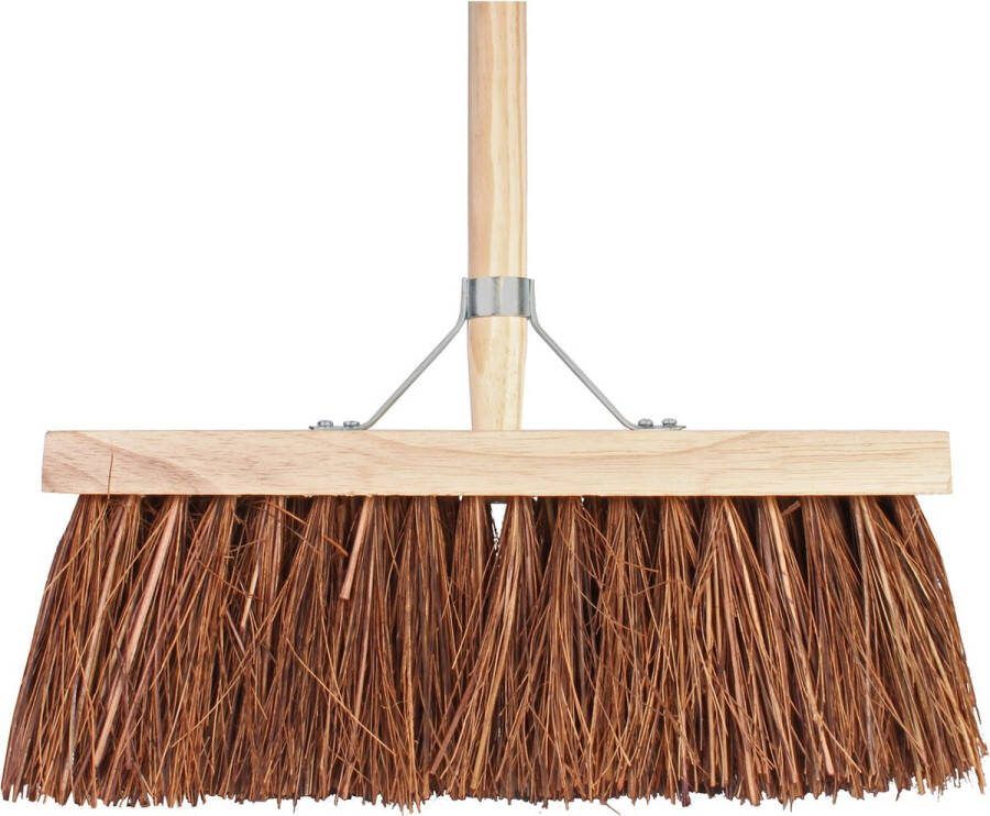 Talen Tools Harde bezem 37 cm met beugel en houten steel 140 cm