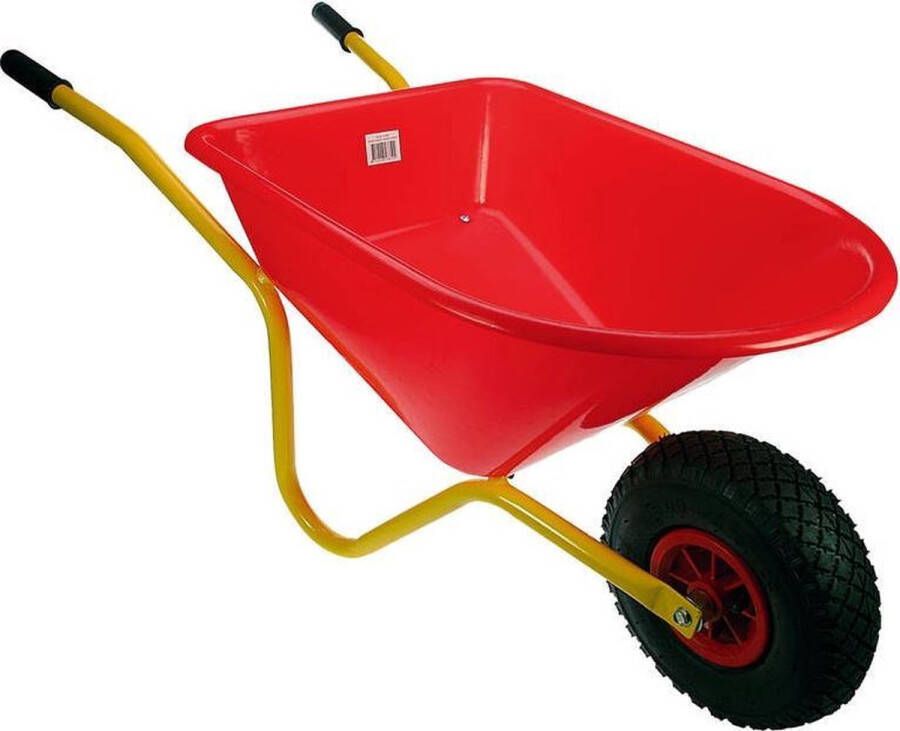 Talen Tools Kinderkruiwagen met luchtband – Hoogwaardige kwaliteit -Kinderspeelgoed Metaal Kunststof Rood Geel
