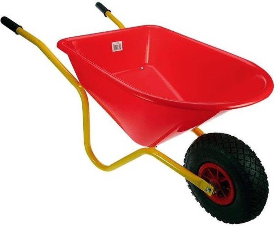 Talen Tools Kinderkruiwagen met luchtband – Hoogwaardige kwaliteit -Kinderspeelgoed Metaal Kunststof Rood Geel