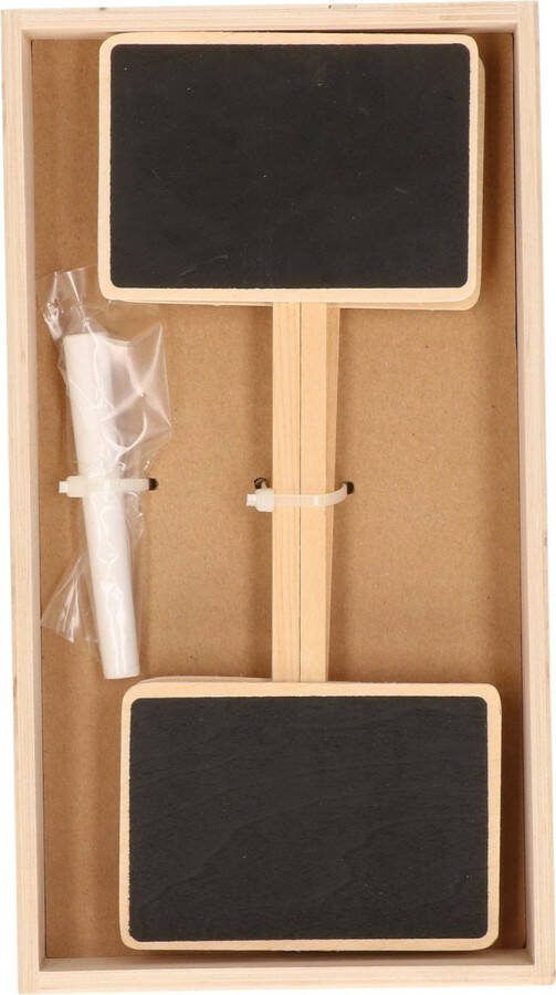 Talen Tools Plantetiketten plantenlabels 8x krijtbord hout 20 cm steeketiketten