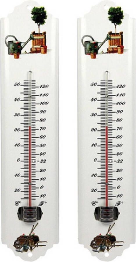 Talen Tools Set van 2x metalen thermometer voor buiten en binnen 30 cm