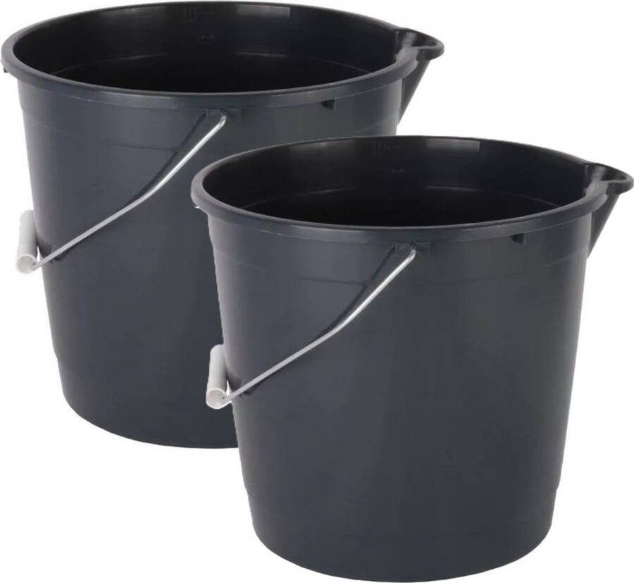 Talen Tools Talentools Huishoud schoonmaak emmer met tuit 2x 10 liter zwart multifuctioneel