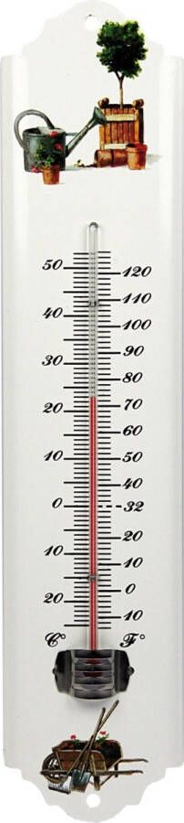 Shoppartners Thermometer voor tuin buiten van metaal 30 cm wit buitenthermometers temperatuurmeters