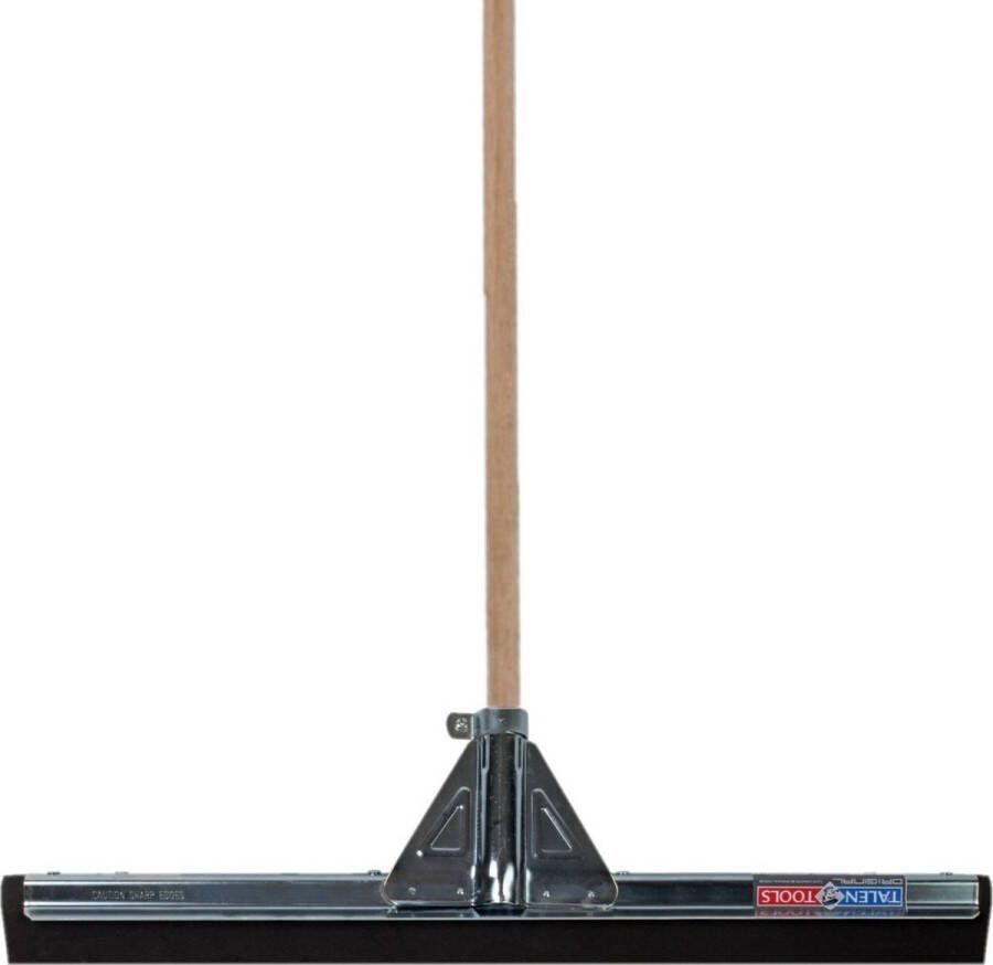 Talen Tools Vloer douche trekker voor water metaal hard rubber 55 cm met houten steel 130 cm